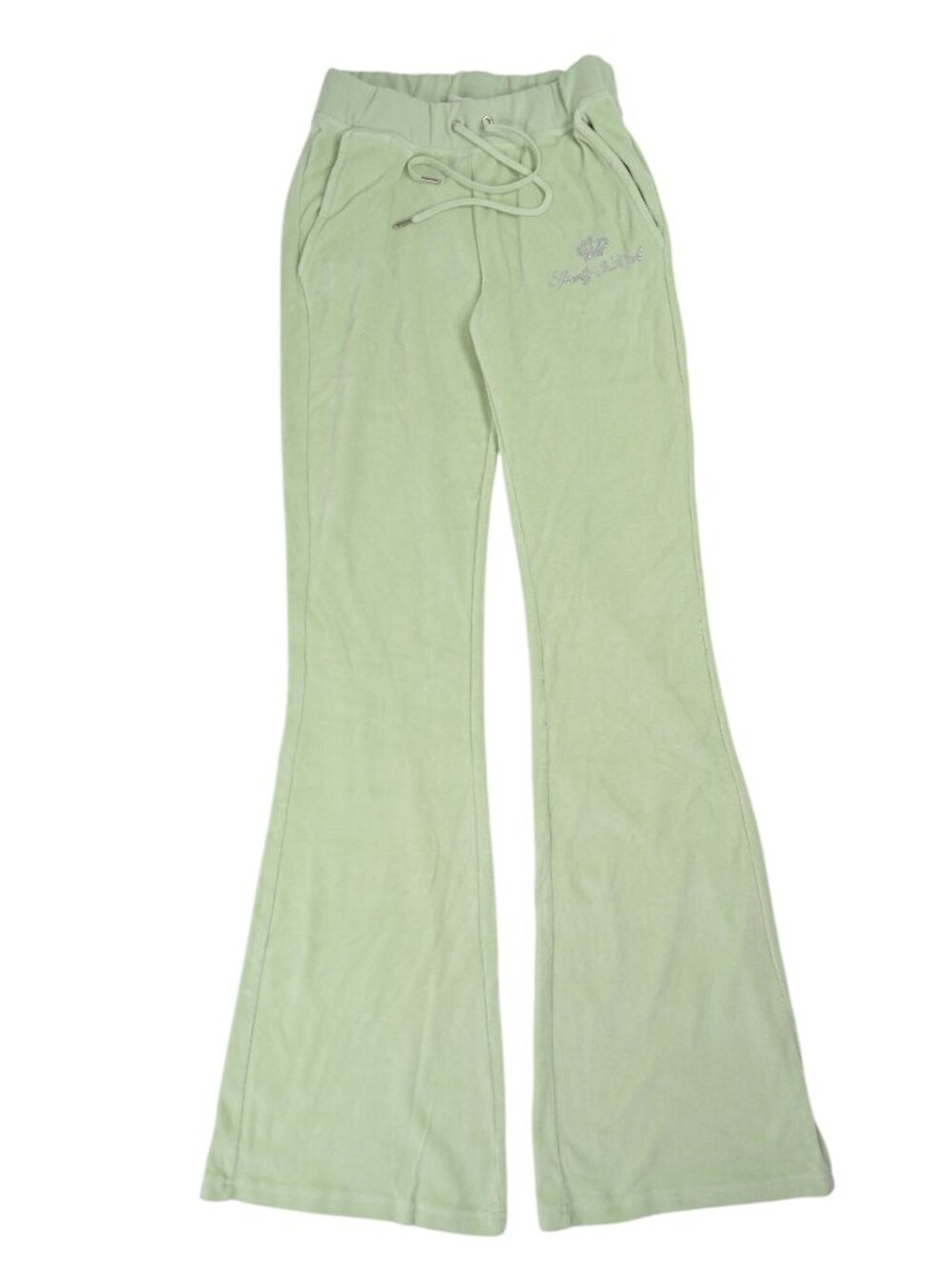 Sporty & Rich Juicy Script Velour Sweatpant in Sage